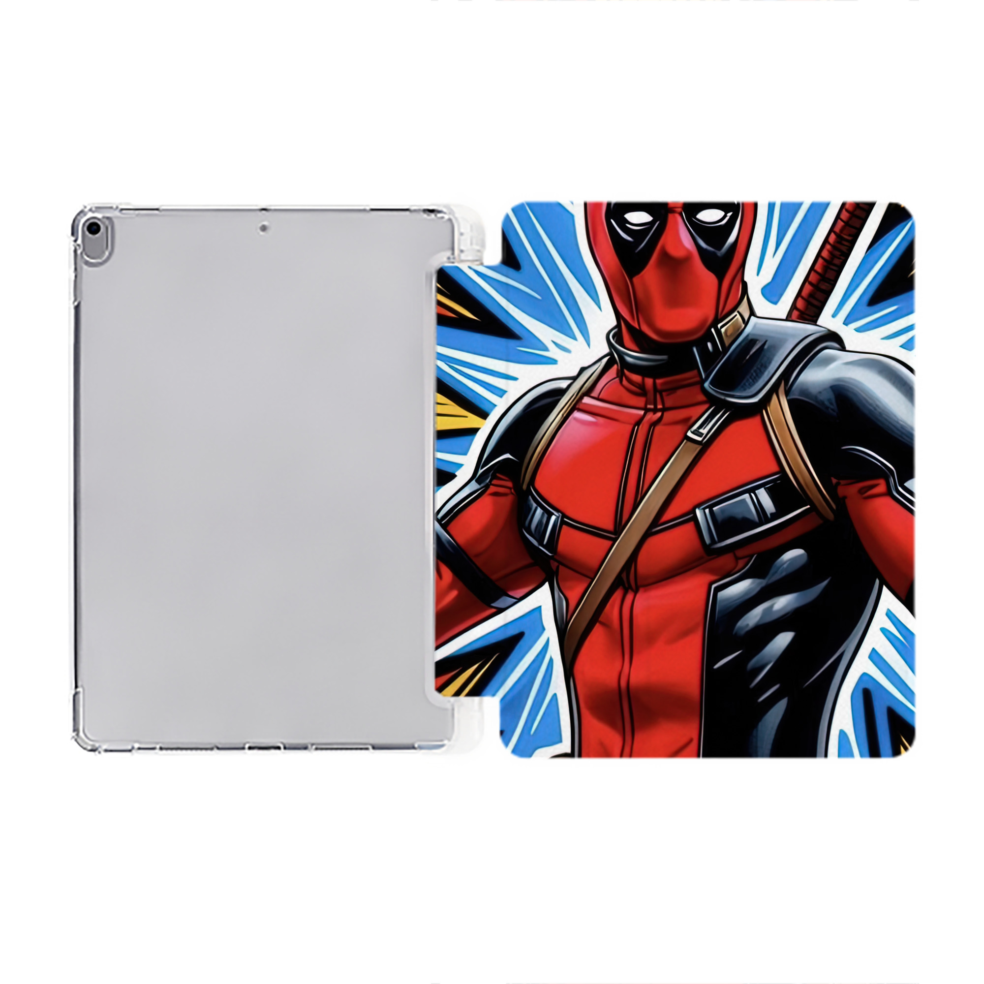 （画像用） Deadpool デッドプール IPad ケース ペン収納付き 三つ折りスタンド PUレザー×シリコン 対応機種9.5/10.5/10.9インチ